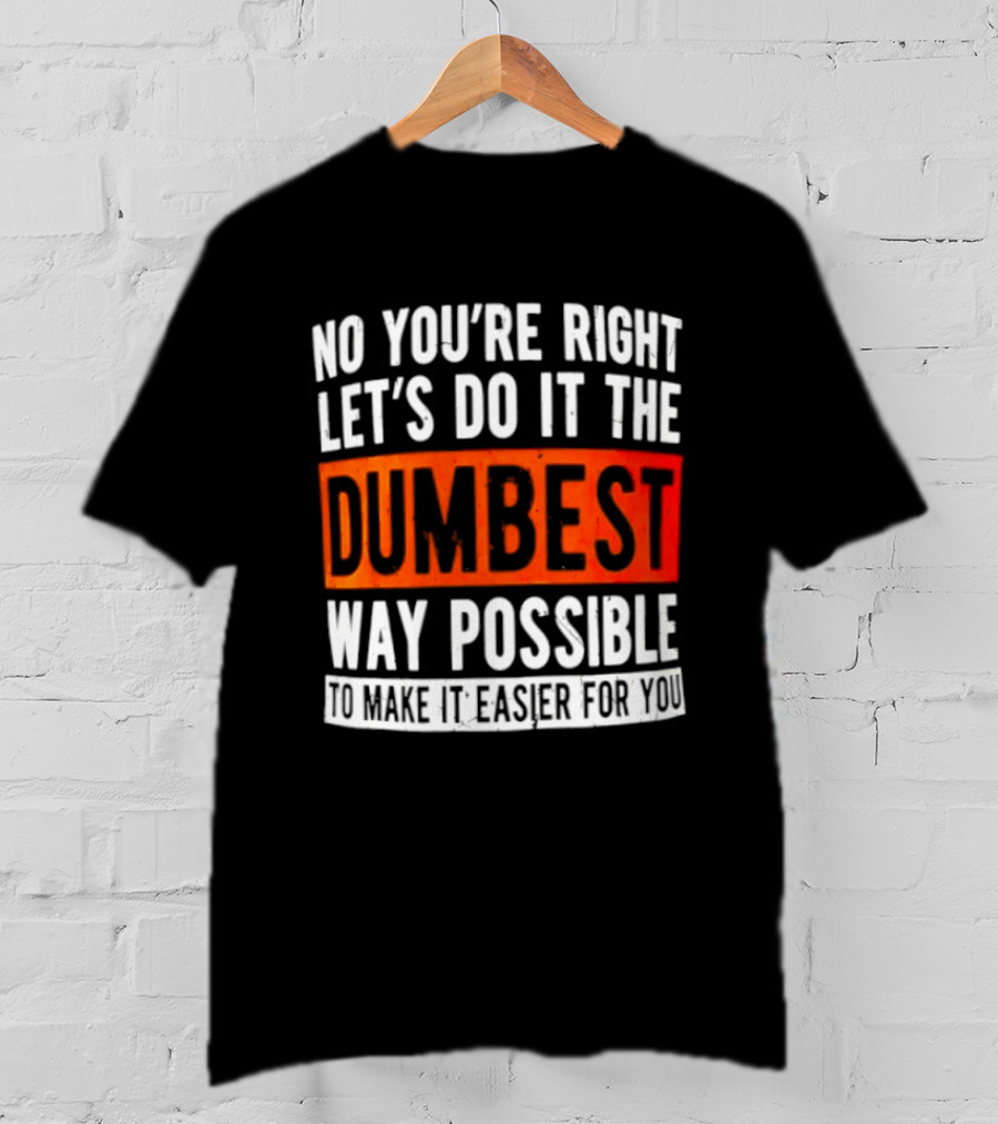 No You're Right Let's Do It The Dumbest Way Possible To Make It Easier For You T-Shirt