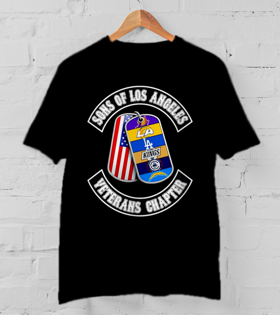 Sons Of Los Angeles Veterans Chapter LA Sports Dog Tags American Flag T-Shirt