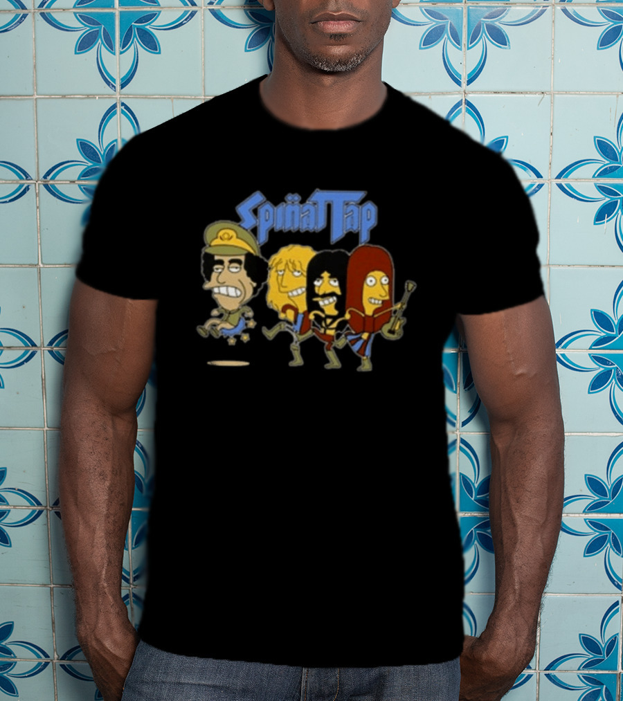 Spinattap 1992 World Tour London Paris Munich Springfield Gaddafi Cartoon Characters T-Shirt