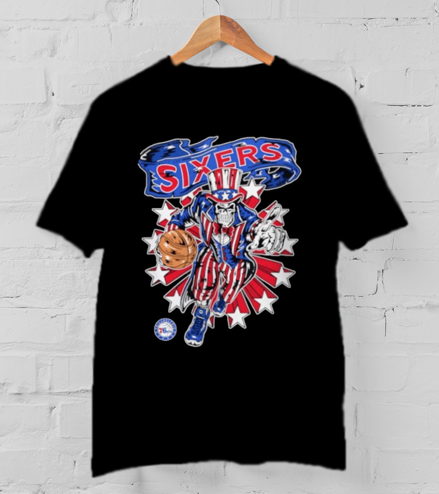 Philadelphia 76ers Warren Lotas Stars And Stripes Uncle Sam Basketball T-Shirt