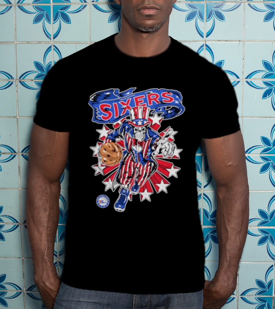 Philadelphia 76ers Warren Lotas Stars And Stripes Uncle Sam Basketball T-Shirt