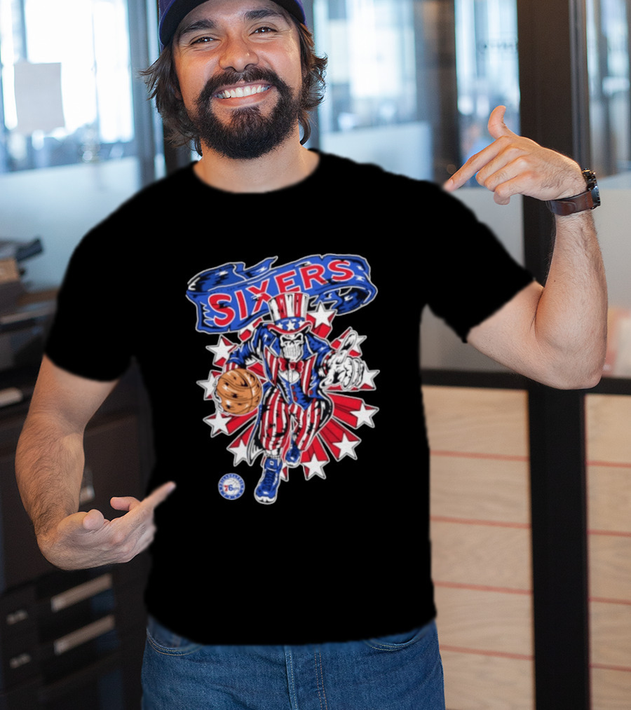 Philadelphia 76ers Warren Lotas Stars And Stripes Uncle Sam Basketball T-Shirt