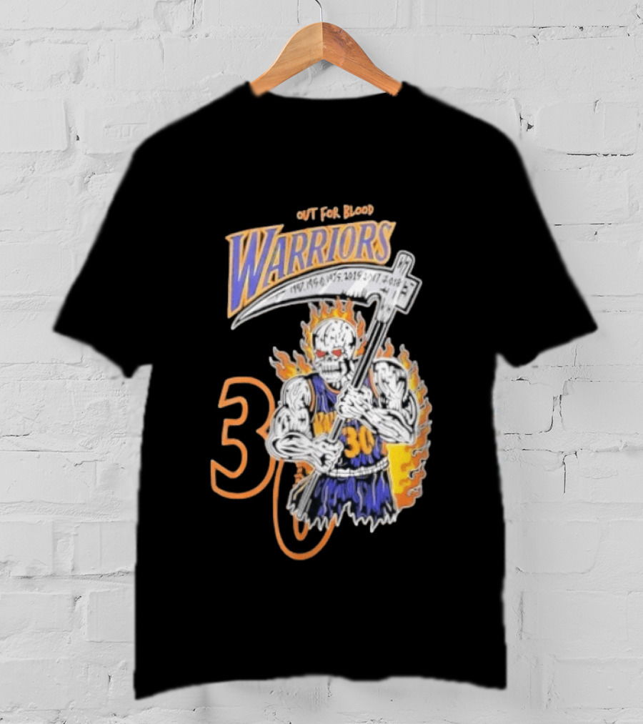 Stephen Curry 30 Golden State Warriors Out For Blood Warren Lotas Iconic Skull T-Shirt