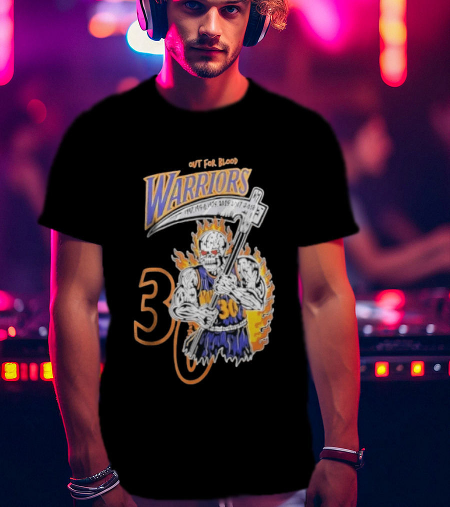 Stephen Curry 30 Golden State Warriors Out For Blood Warren Lotas Iconic Skull T-Shirt