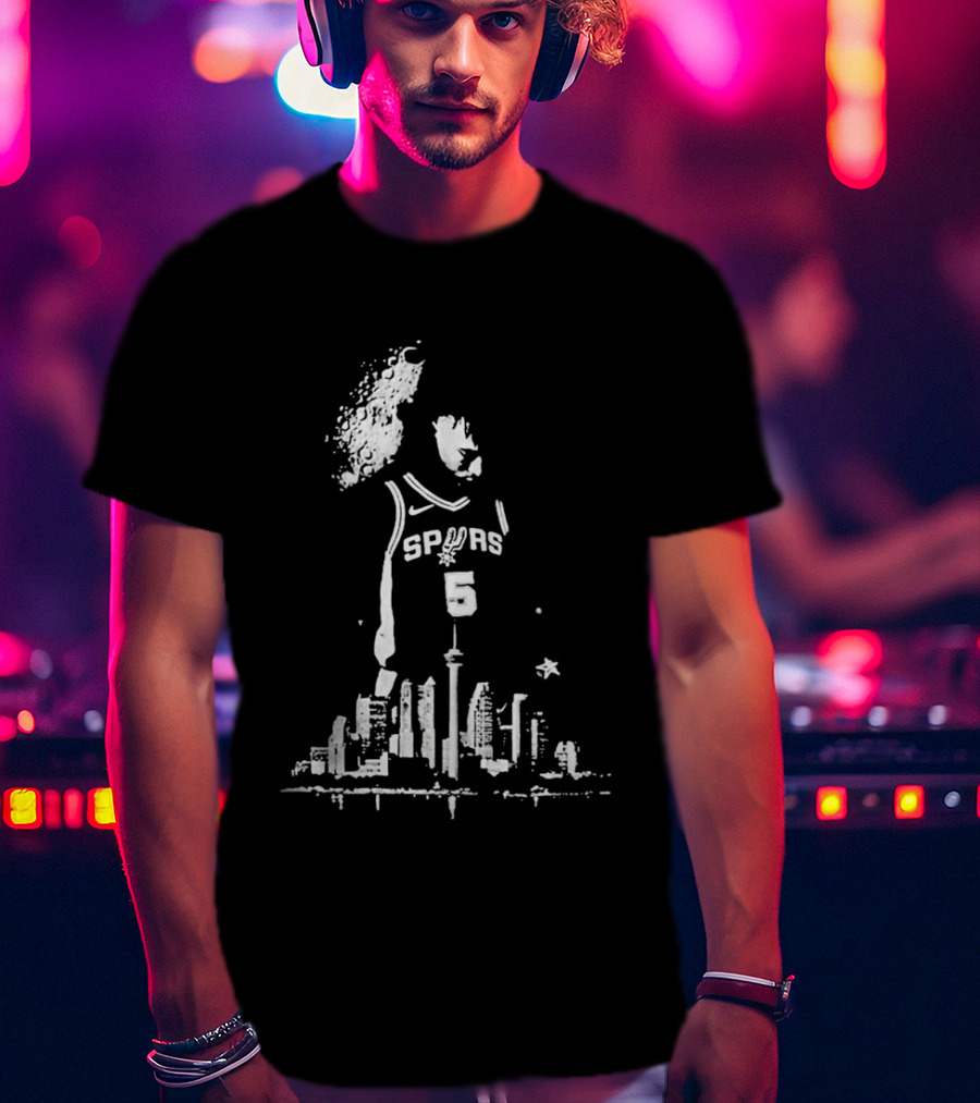 Stephon Castle Spurs Jersey San Antonio Skyline Basketball T-Shirt