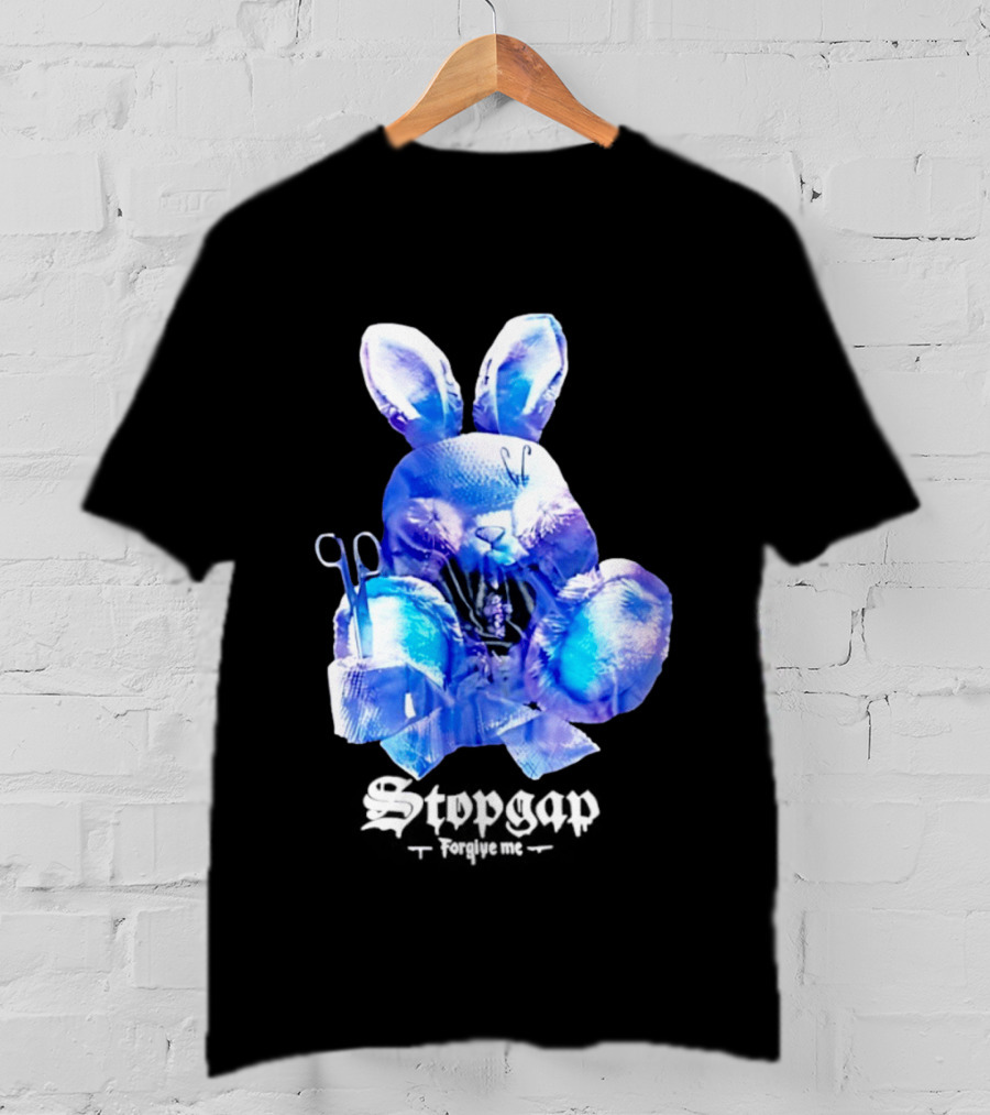 Stopgap Forgive Me Blue Bunny Plush With Scissors T-Shirt
