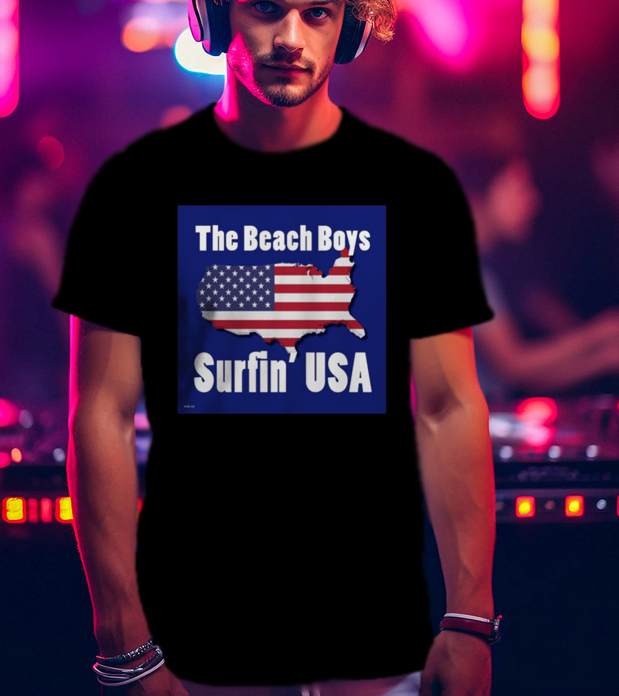 The Beach Boys Surfin' USA American Flag Map T-Shirt
