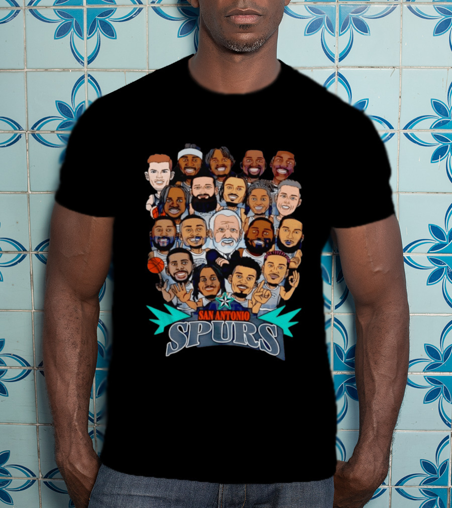 San Antonio Spurs Caricature Team Roster 2026 T-Shirt