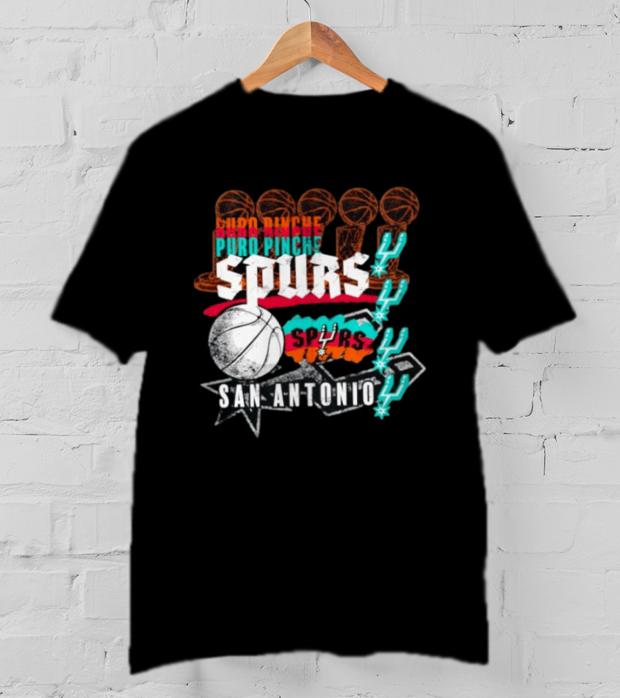San Antonio Spurs Puro Pinche Basketball Trophy Icons And 90s T-Shirt