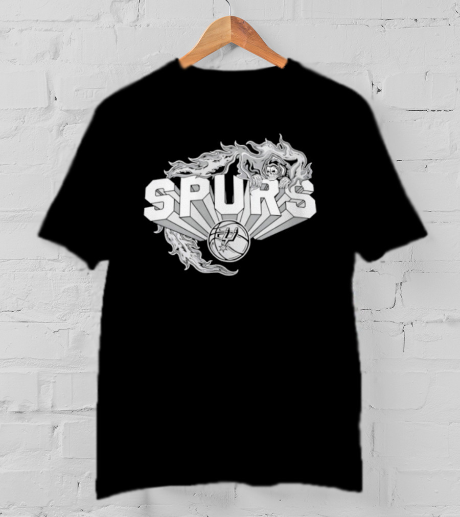 San Antonio Spurs Warren Lotas Flames 2026 Basketball Collaboration T-Shirt