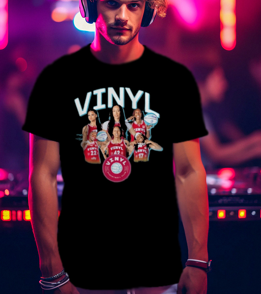 Vinyl Basketball Club Player Team Spirit With Basketball Stars T-Shirt