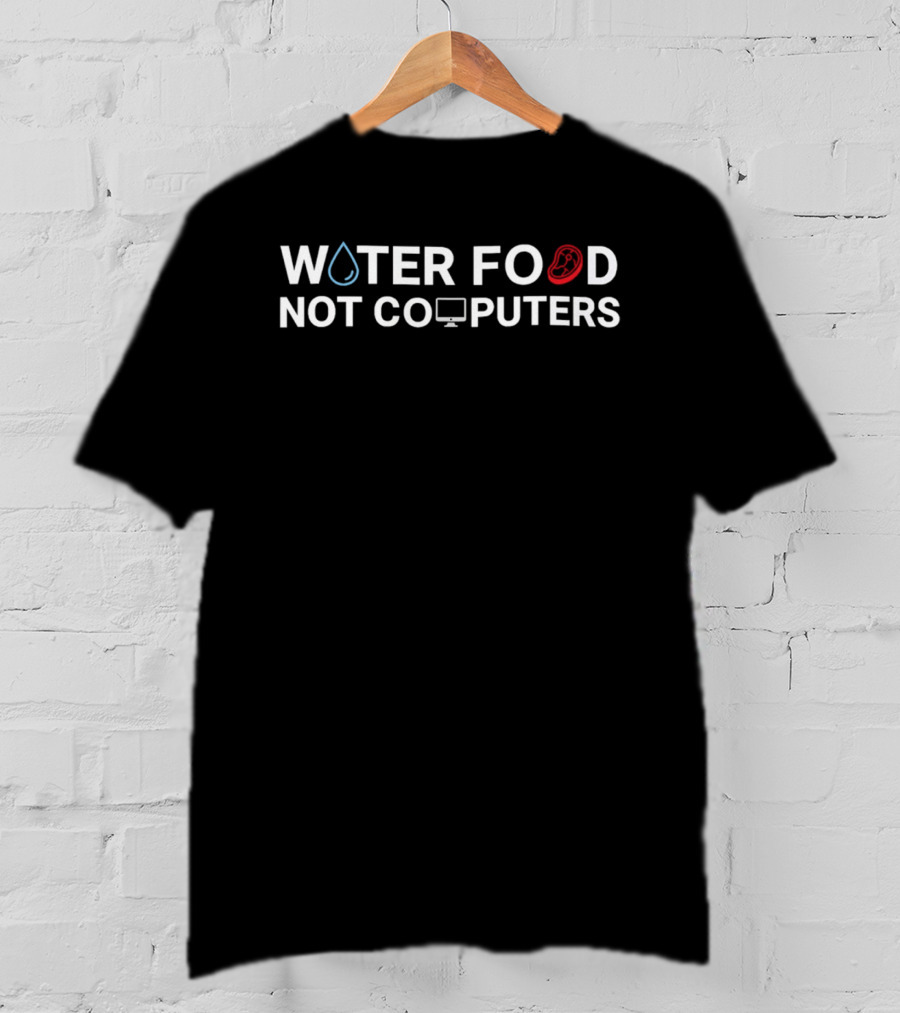 Water Food Not Computers Text With Water Droplet Apple Computer T-Shirt
