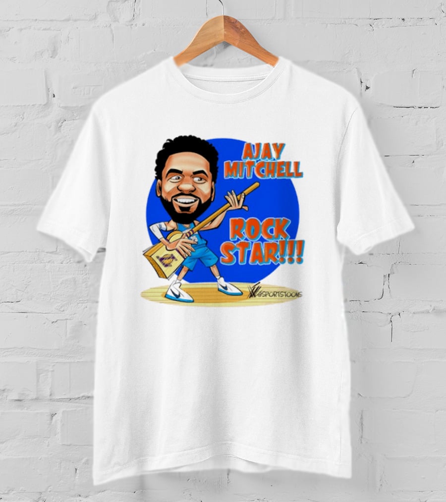 Ajay Mitchell Oklahoma City Thunder Rock Star Basketball Caricature T-Shirt
