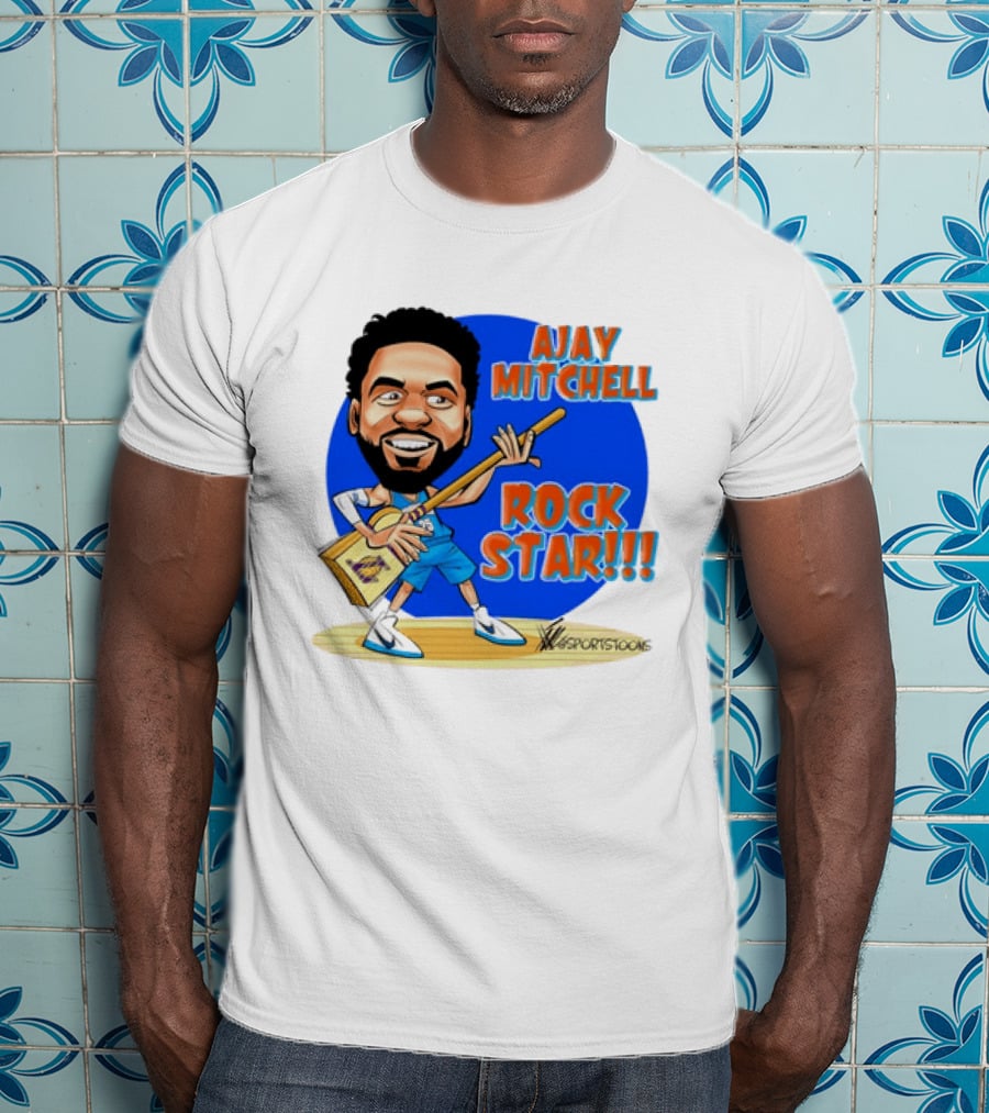 Ajay Mitchell Oklahoma City Thunder Rock Star Basketball Caricature T-Shirt