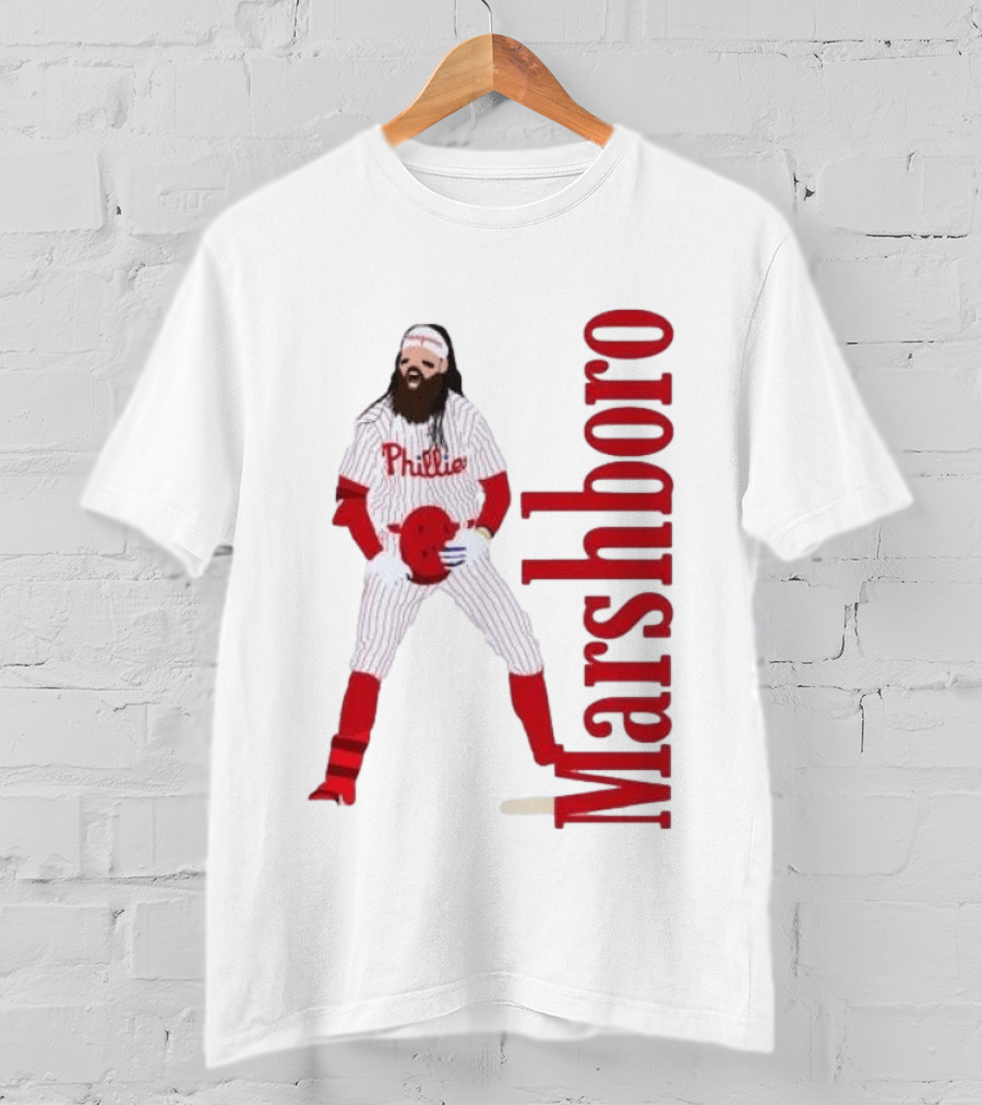 Brandon Marshboro Phillies Player Uniform Red Vertical T-Shirt