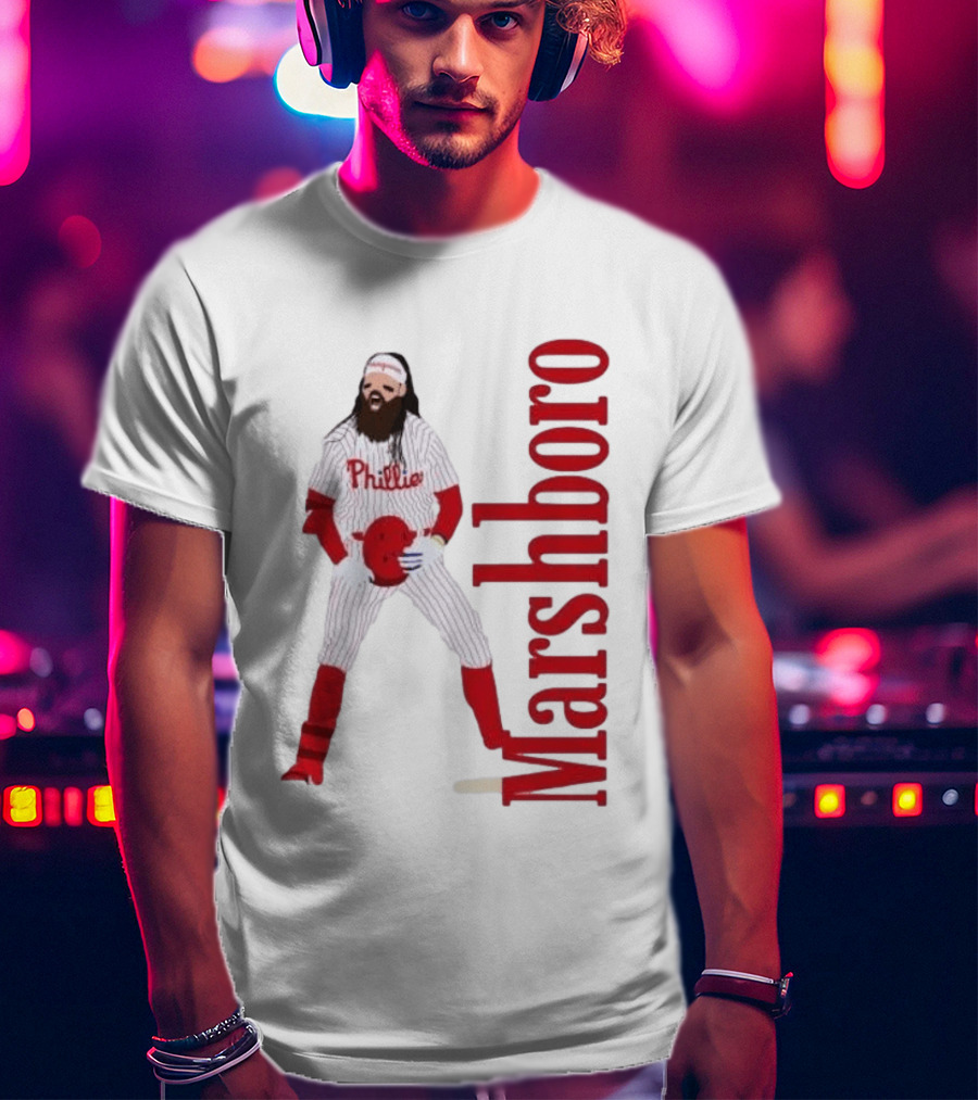 Brandon Marshboro Phillies Player Uniform Red Vertical T-Shirt