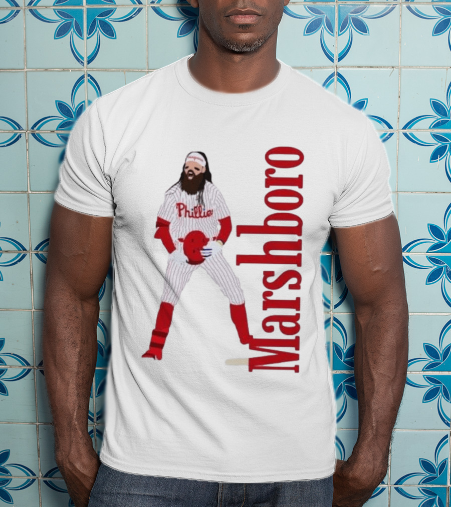 Brandon Marshboro Phillies Player Uniform Red Vertical T-Shirt