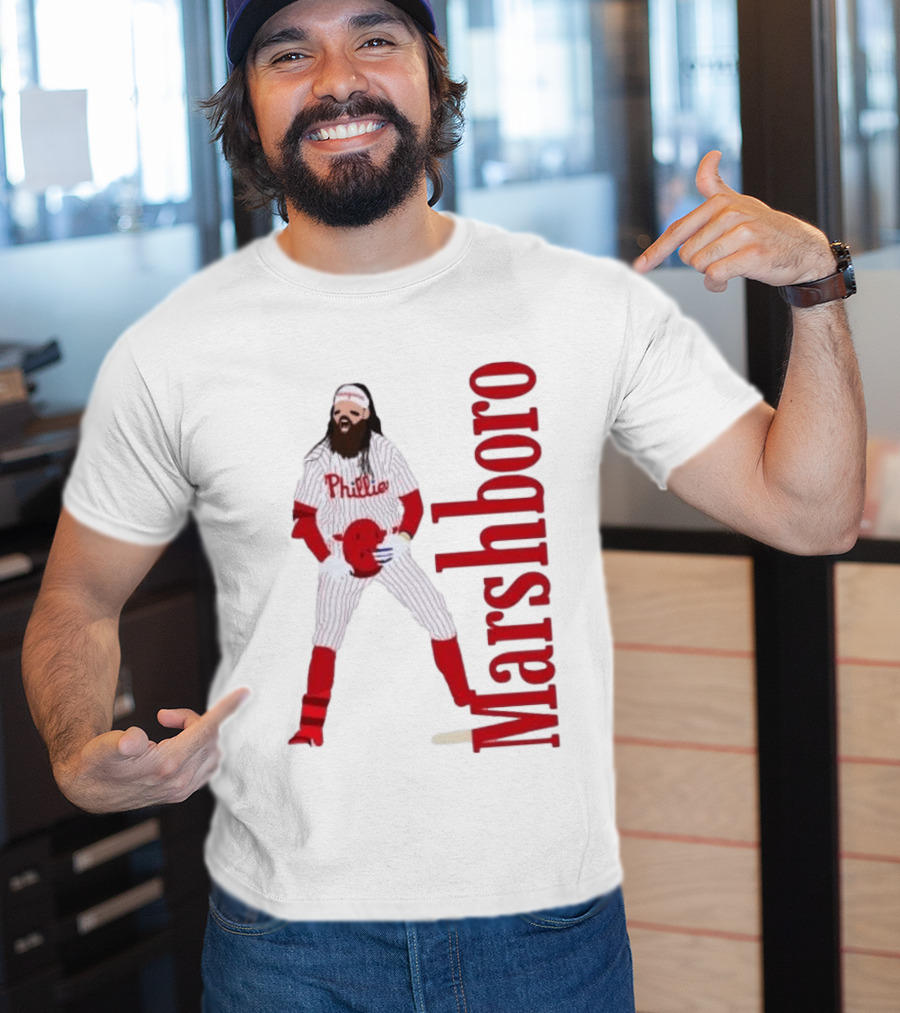Brandon Marshboro Phillies Player Uniform Red Vertical T-Shirt