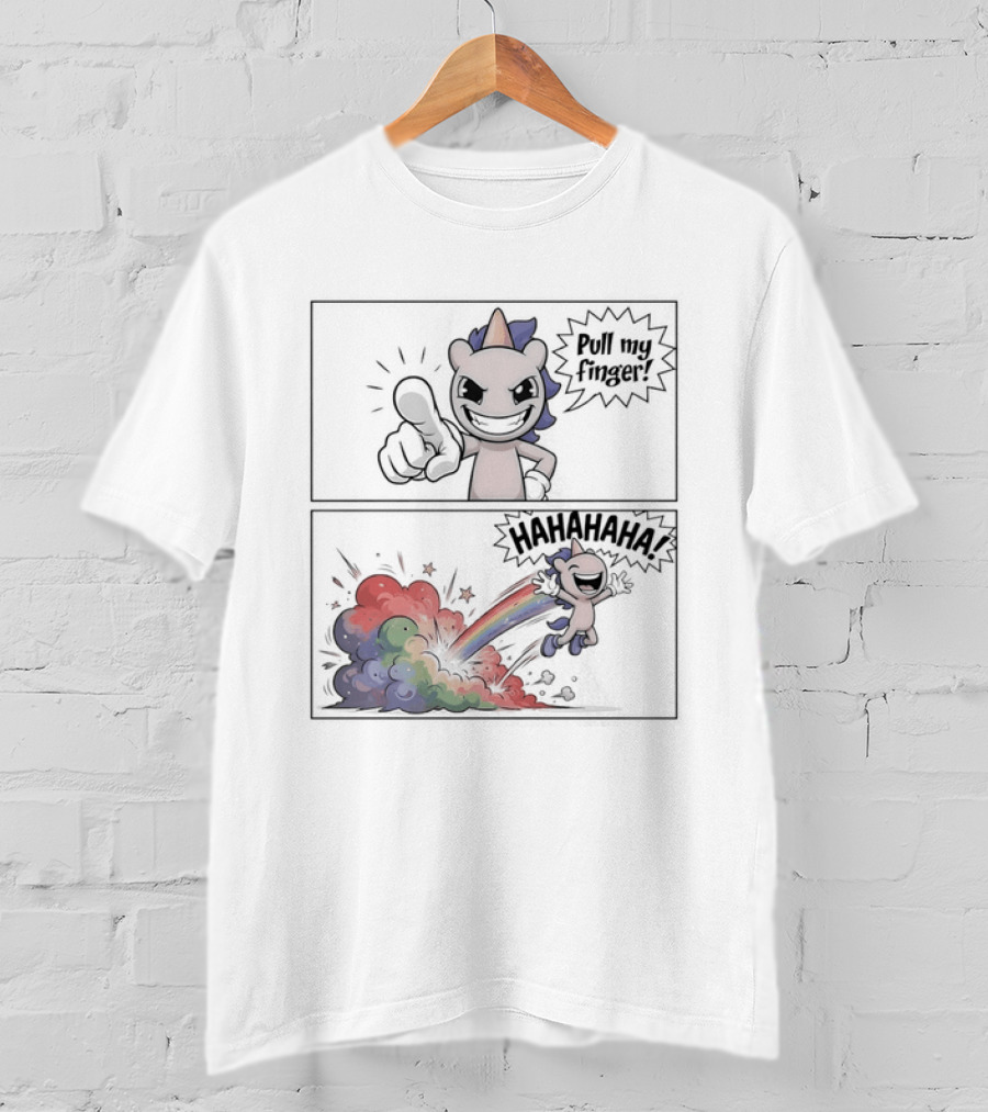 Dusty Unicorn Pull My Finger Rainbow Fart Dust T-Shirt