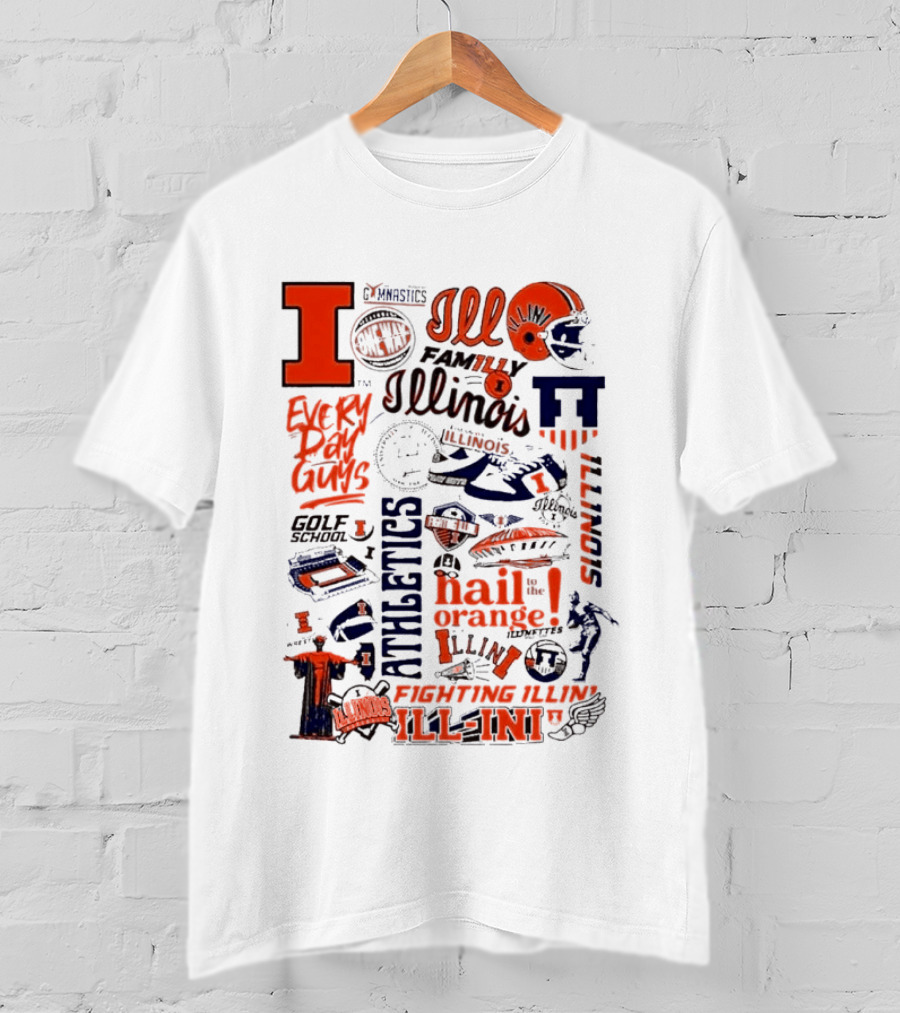 Illinois Fighting Illini Athletics Symbols Illini Orange Blue Football Basketball Golf Illini Till I Die T-Shirt