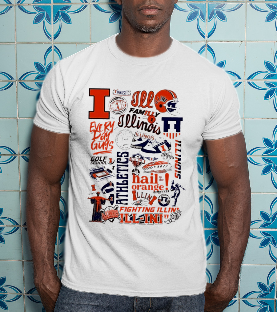Illinois Fighting Illini Athletics Symbols Illini Orange Blue Football Basketball Golf Illini Till I Die T-Shirt