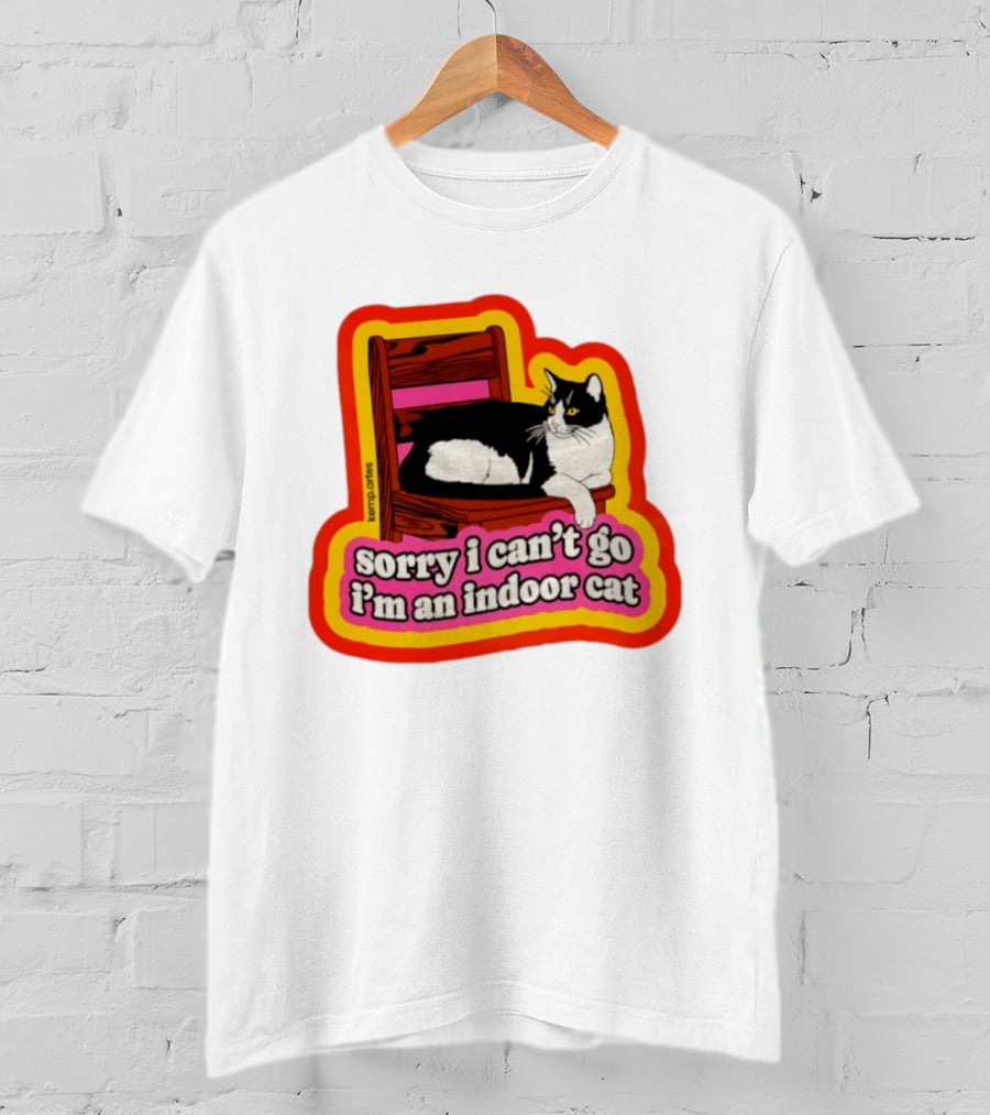 Indoor Cat Humor Sorry I Can't Go Vintage Feline Vibes T-Shirt