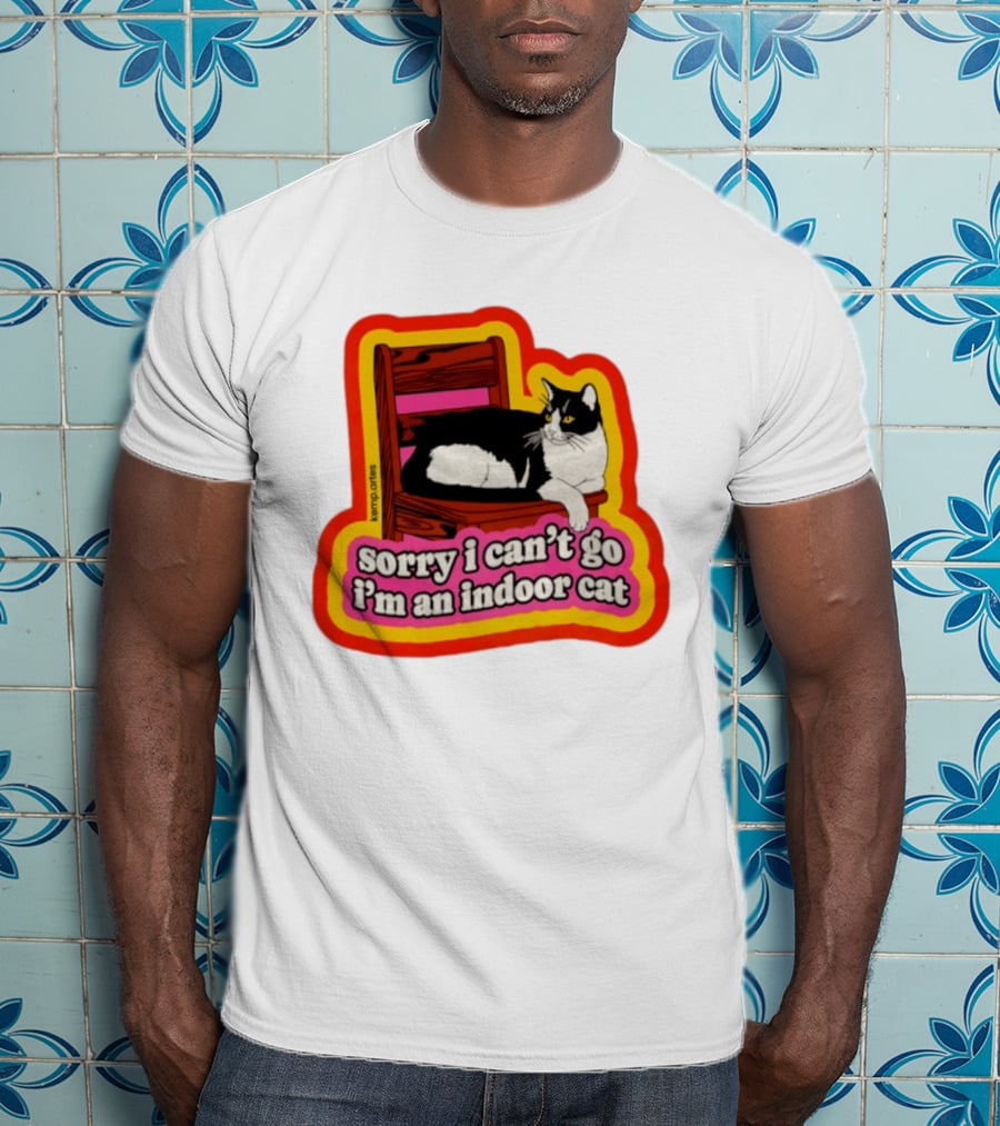 Indoor Cat Humor Sorry I Can't Go Vintage Feline Vibes T-Shirt