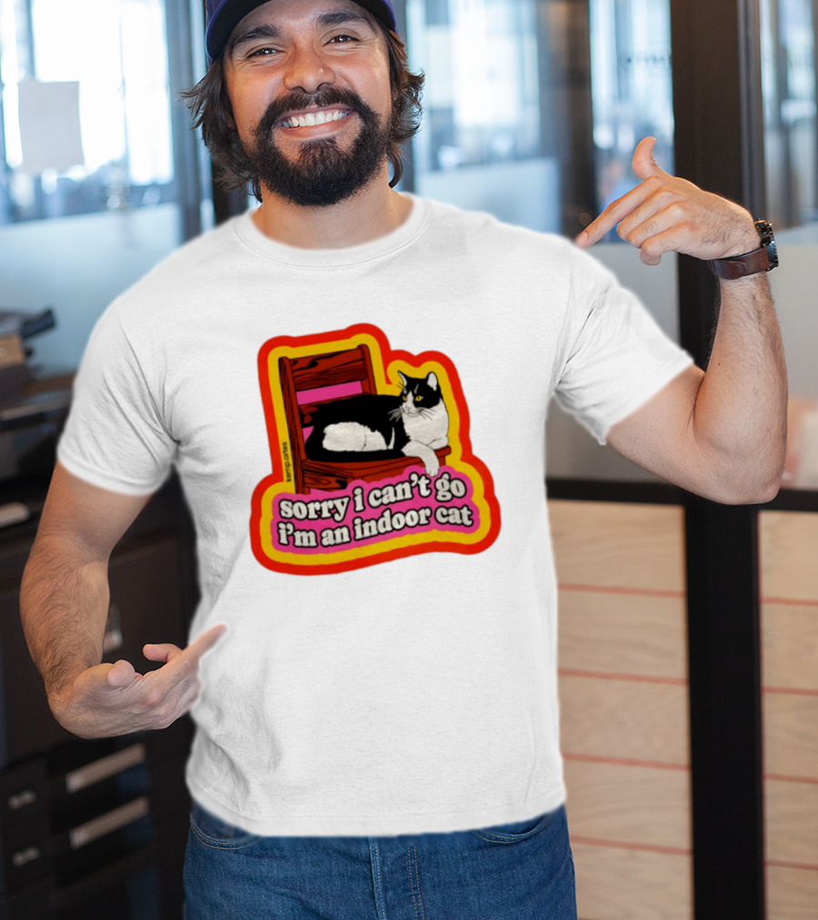 Indoor Cat Humor Sorry I Can't Go Vintage Feline Vibes T-Shirt