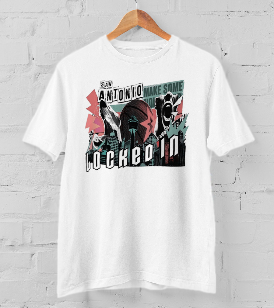 San Antonio Spurs Locked In 2026 Skyline City NBA Make Some Noise T-Shirt