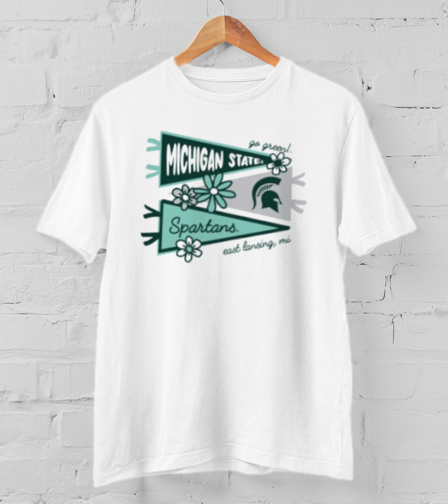 Michigan State Spartans Pennant East Lansing MI Flowers T-Shirt