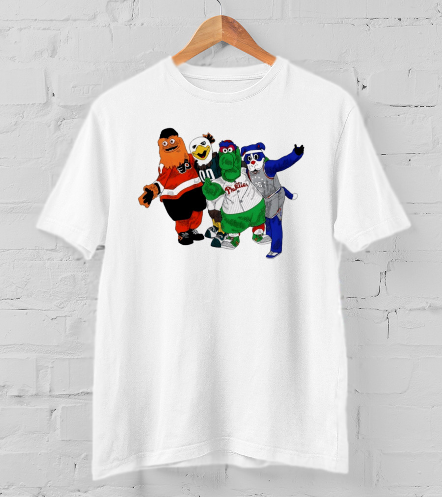Philly Mascots Gritty Swoop Phanatic Franklin 2026 Sports Characters T-Shirt