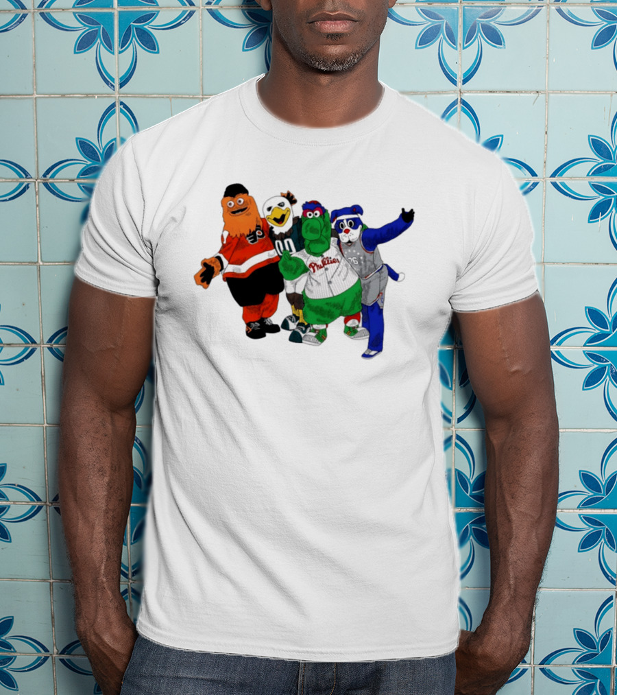 Philly Mascots Gritty Swoop Phanatic Franklin 2026 Sports Characters T-Shirt