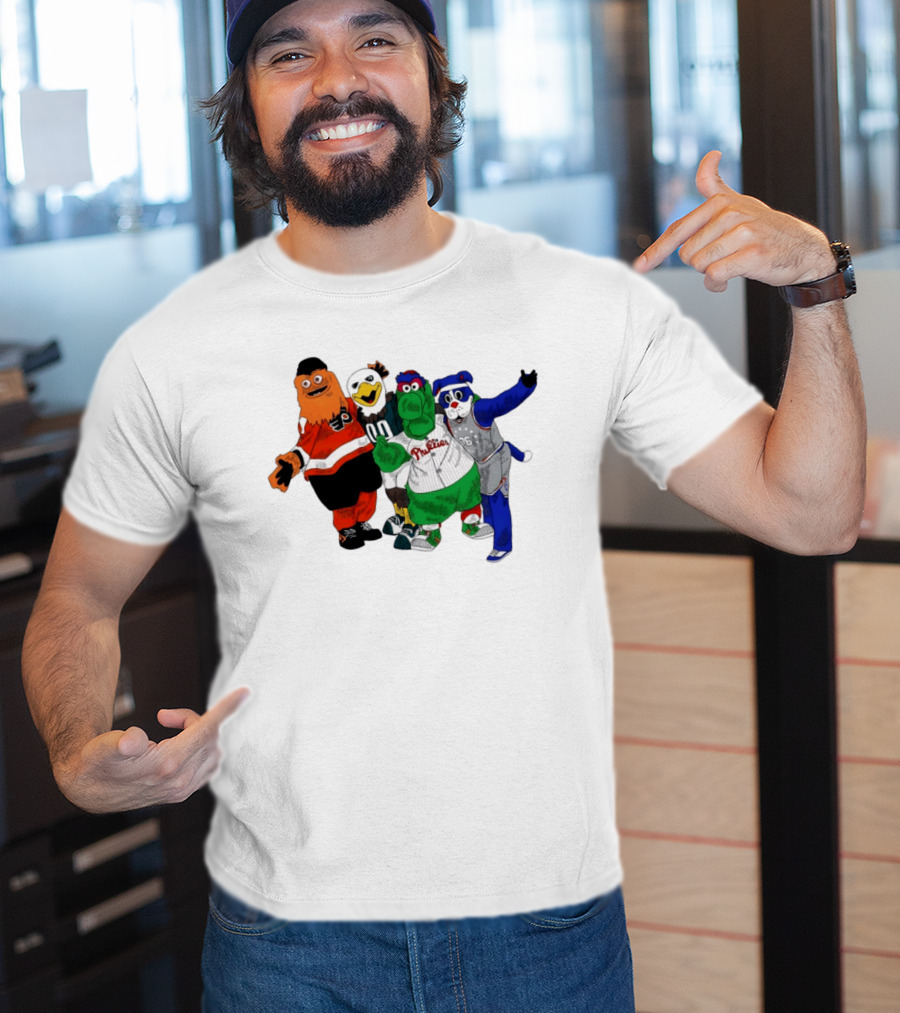 Philly Mascots Gritty Swoop Phanatic Franklin 2026 Sports Characters T-Shirt