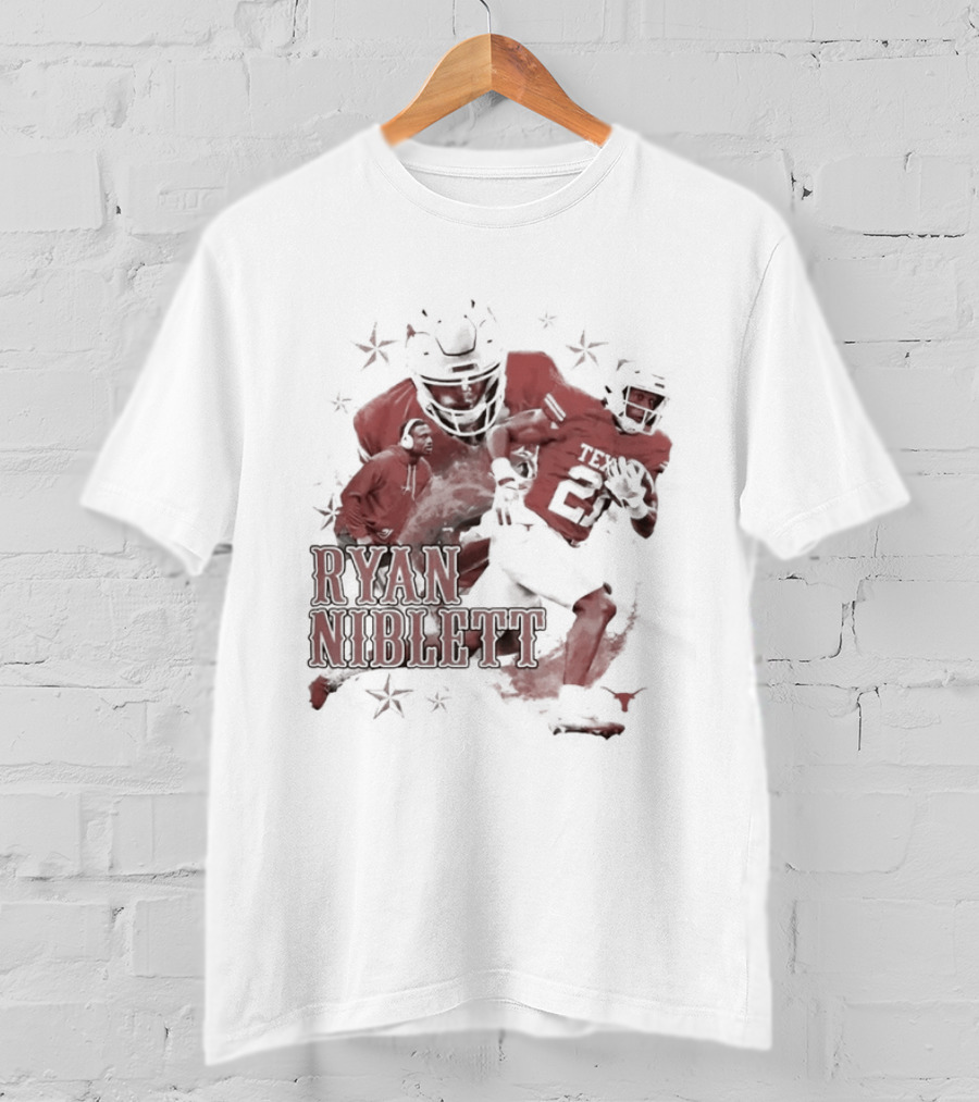 Texas Longhorns NCAA Football Ryan Niblett Collage Stars And Athlete Number T-Shirt