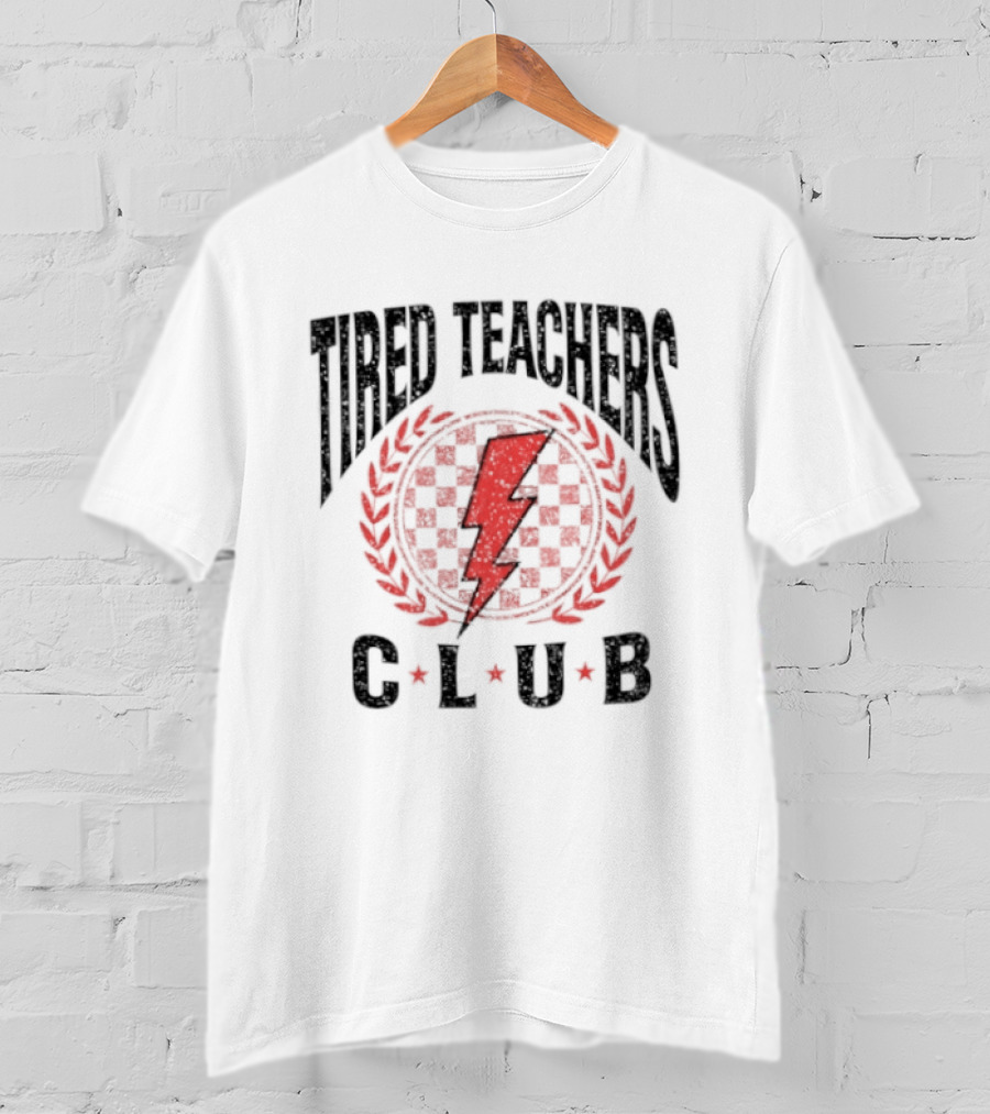 Tired Teachers Club Lightning Bolt Laurel Wreath T-Shirt