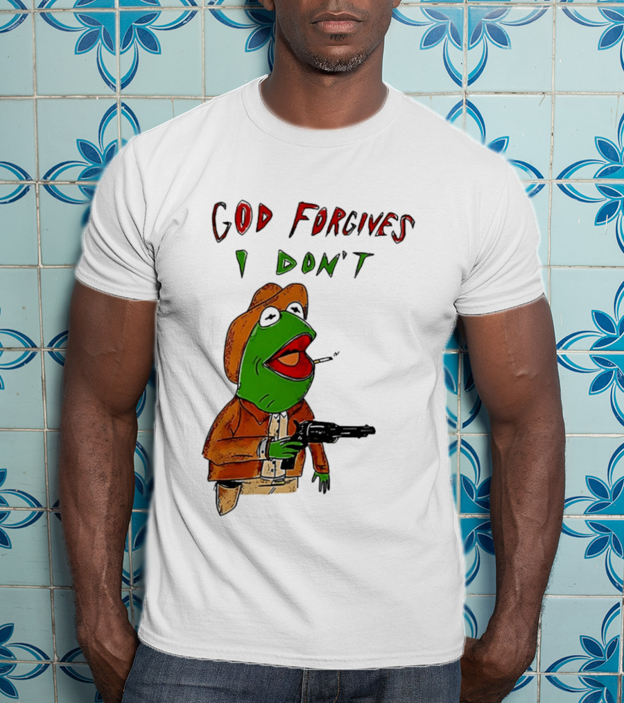 Yeehaw Kermit God Forgives I Don't Cowboy Humor T-Shirt