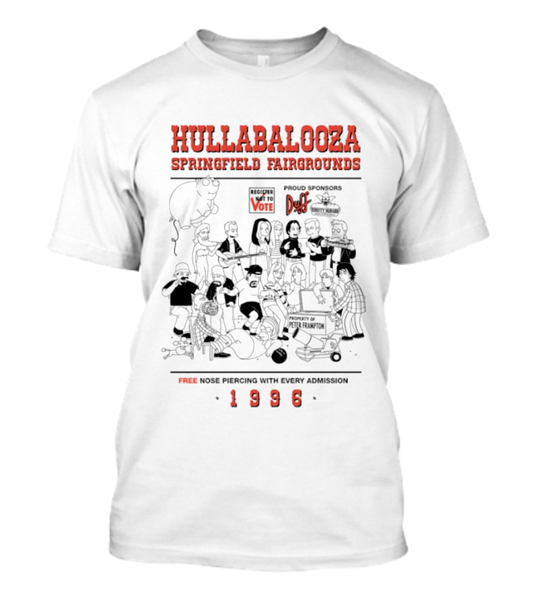 Hullabalooza Springfield Fairgrounds 1996 Free Nose Piercing Admission Vans Duff T-Shirt