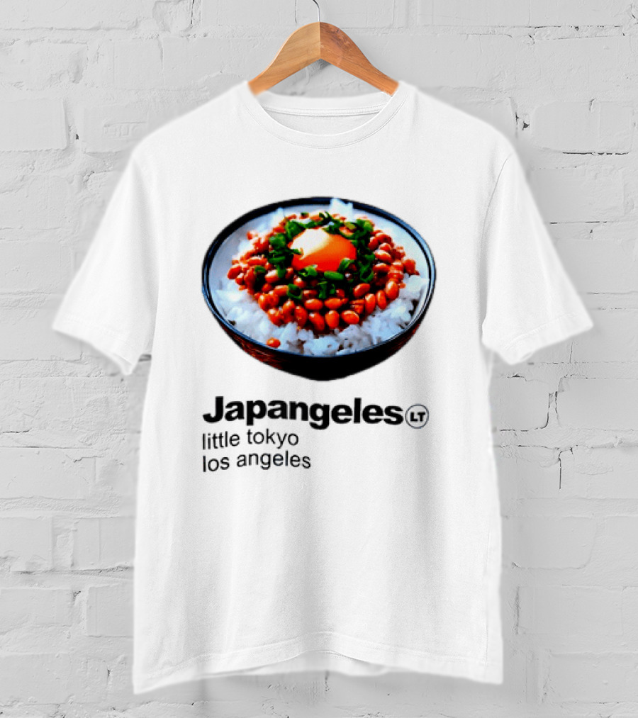 Japangeles Little Tokyo Los Angeles Natto Gohan Bowl With Egg And Scallions T-Shirt