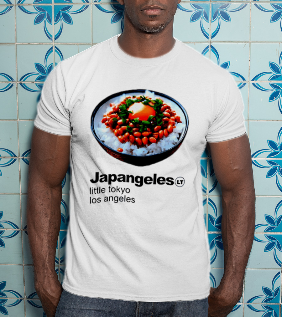 Japangeles Little Tokyo Los Angeles Natto Gohan Bowl With Egg And Scallions T-Shirt