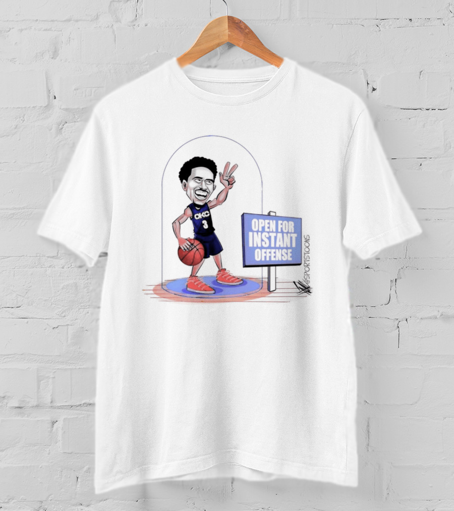 Jared McCain Number 3 Peace Sign Basketball Open For Instant Offense T-Shirt