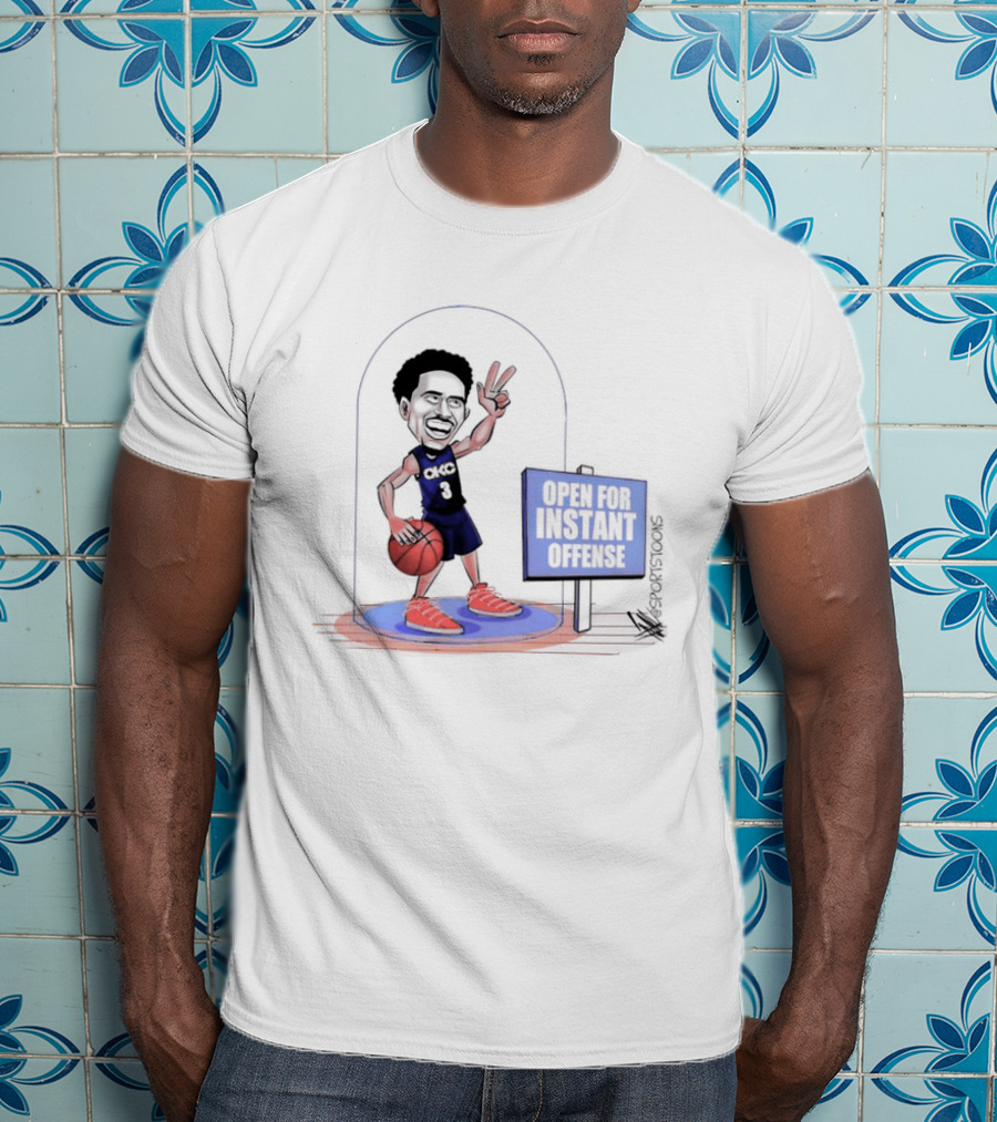 Jared McCain Number 3 Peace Sign Basketball Open For Instant Offense T-Shirt