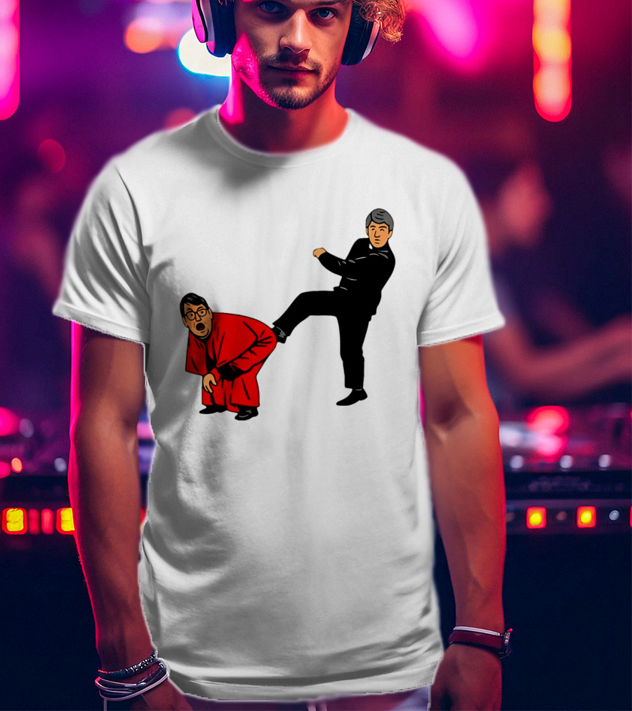 Kicking Random Man Up The Arse Funny Comic Scene T-Shirt
