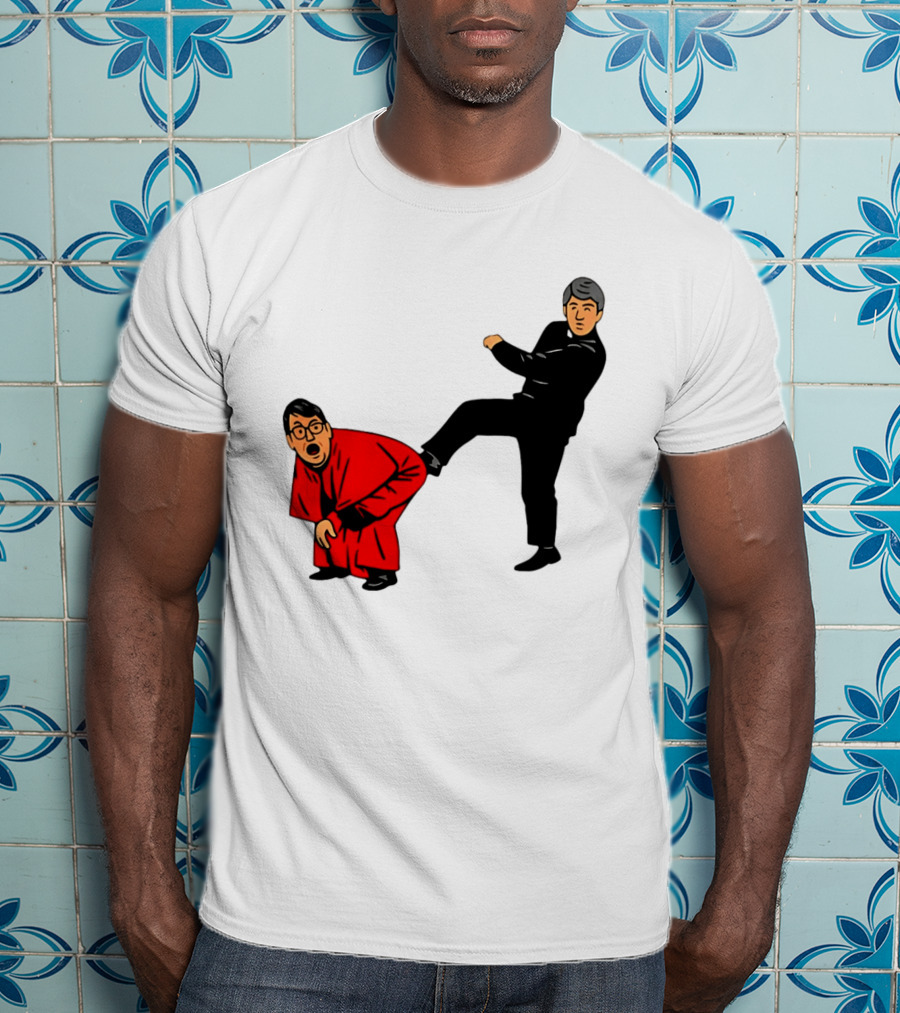 Kicking Random Man Up The Arse Funny Comic Scene T-Shirt