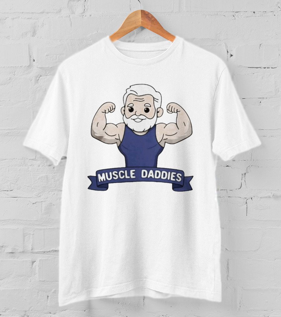 Muscle Daddies Muscular Cartoon Old Man Flexing T-Shirt