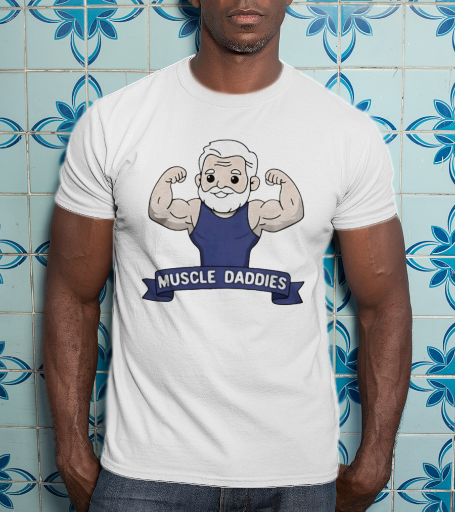 Muscle Daddies Muscular Cartoon Old Man Flexing T-Shirt