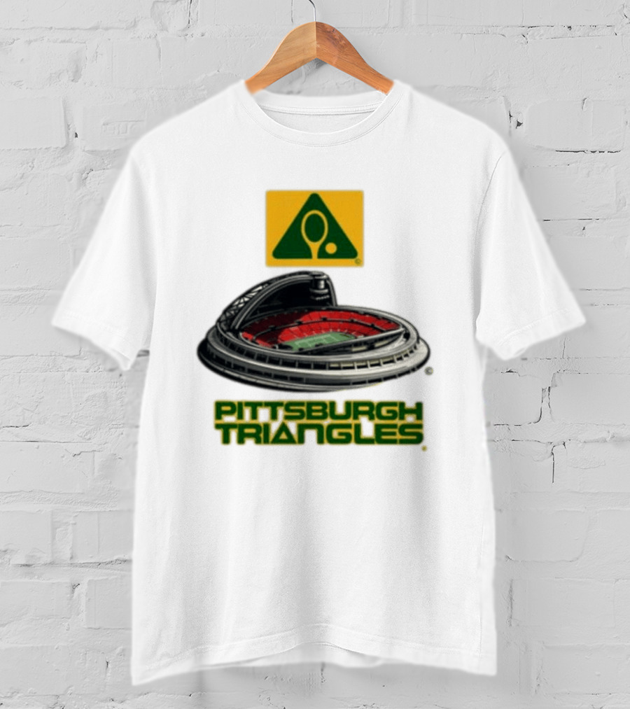 Pittsburgh Triangles Tennis Stadium With Tennis Racket T-Shirt