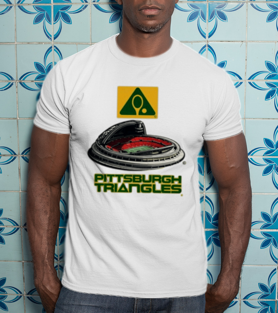 Pittsburgh Triangles Tennis Stadium With Tennis Racket T-Shirt