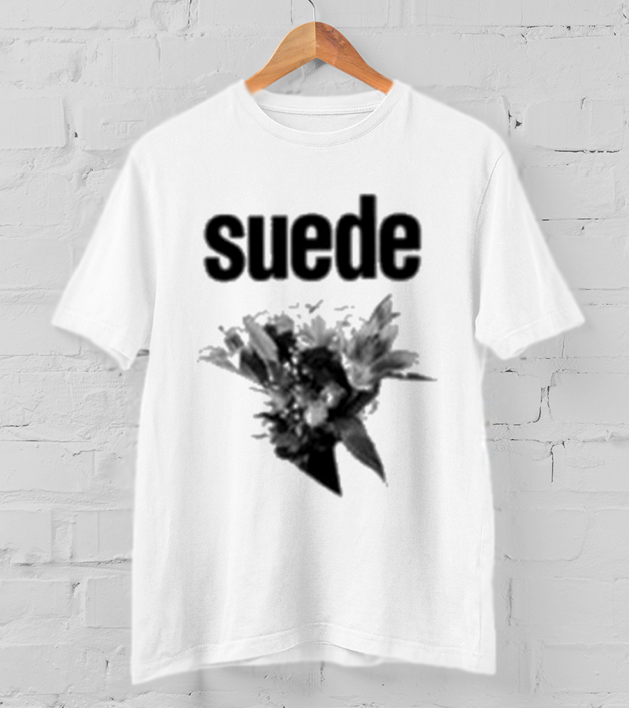 Suede Disintegrate Black And White Floral Explosion T-Shirt