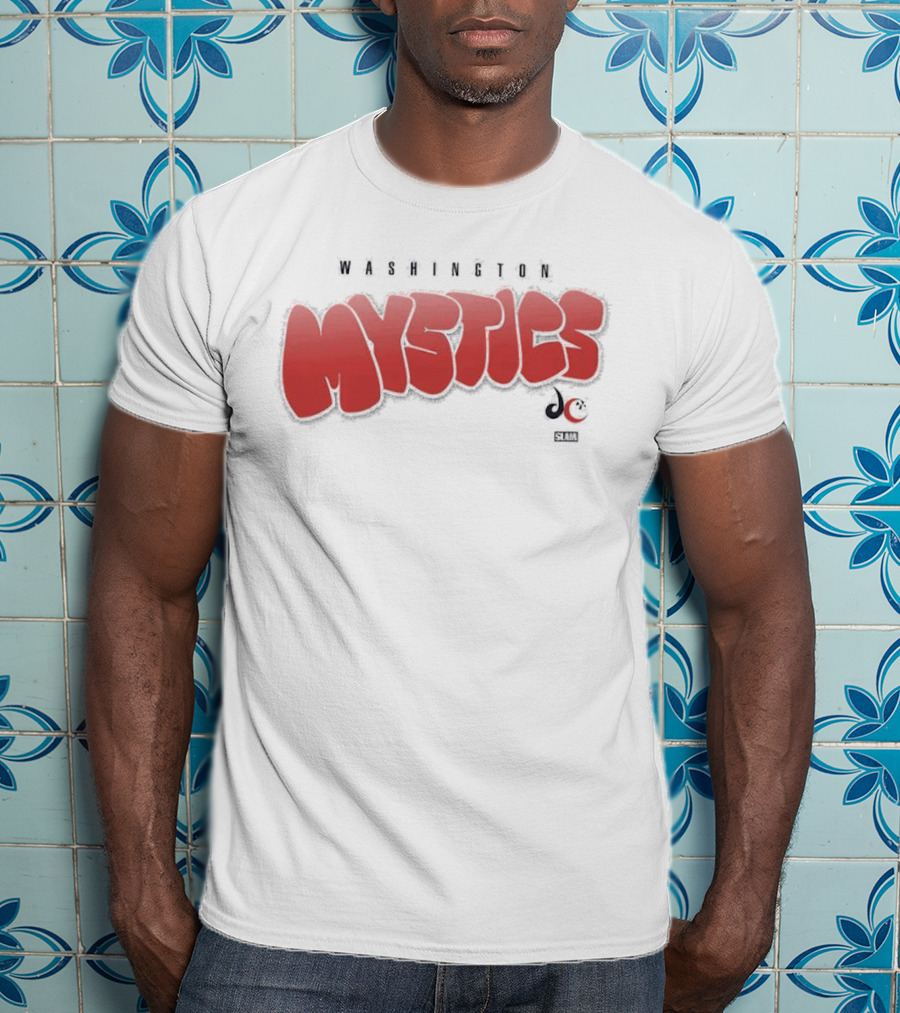 Washington Mystics Bubble Script Crop Mystics Basketball T-Shirt