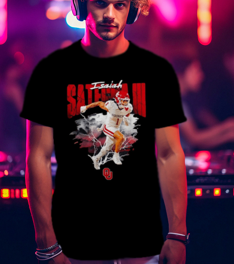 Oklahoma Sooners Isaiah Sategna III Lightning Burst Action T-Shirt